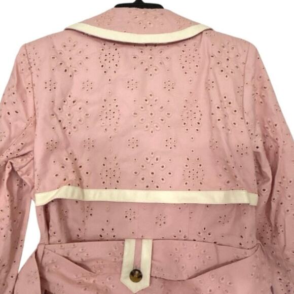 KATHY IRELAND NWT Gabrielle Petal Pink  Cotton Eyelet Trench Coat Size Large - Picture 8 of 16